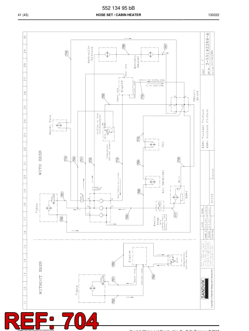 59206201 592 062 01 Hose Assembly, Hydraulic - Sandvik Technical Drawing