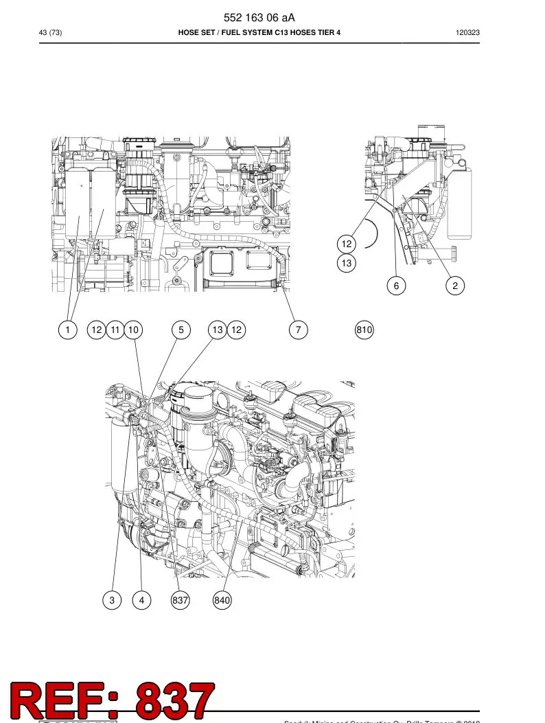 59206203 592 062 03 FUEL HOSE ASSEMBLY - Sandvik Technical Drawing