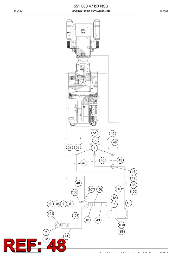 59206221 592 062 21 Hose assembly - Sandvik Technical Drawing