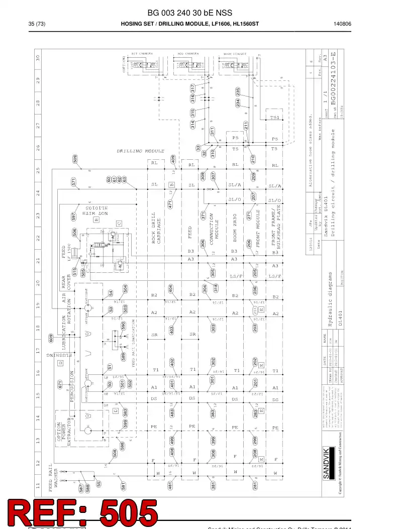 59206249a 592 062 49a Hose Assembly, Hydraulic - Sandvik Technical Drawing