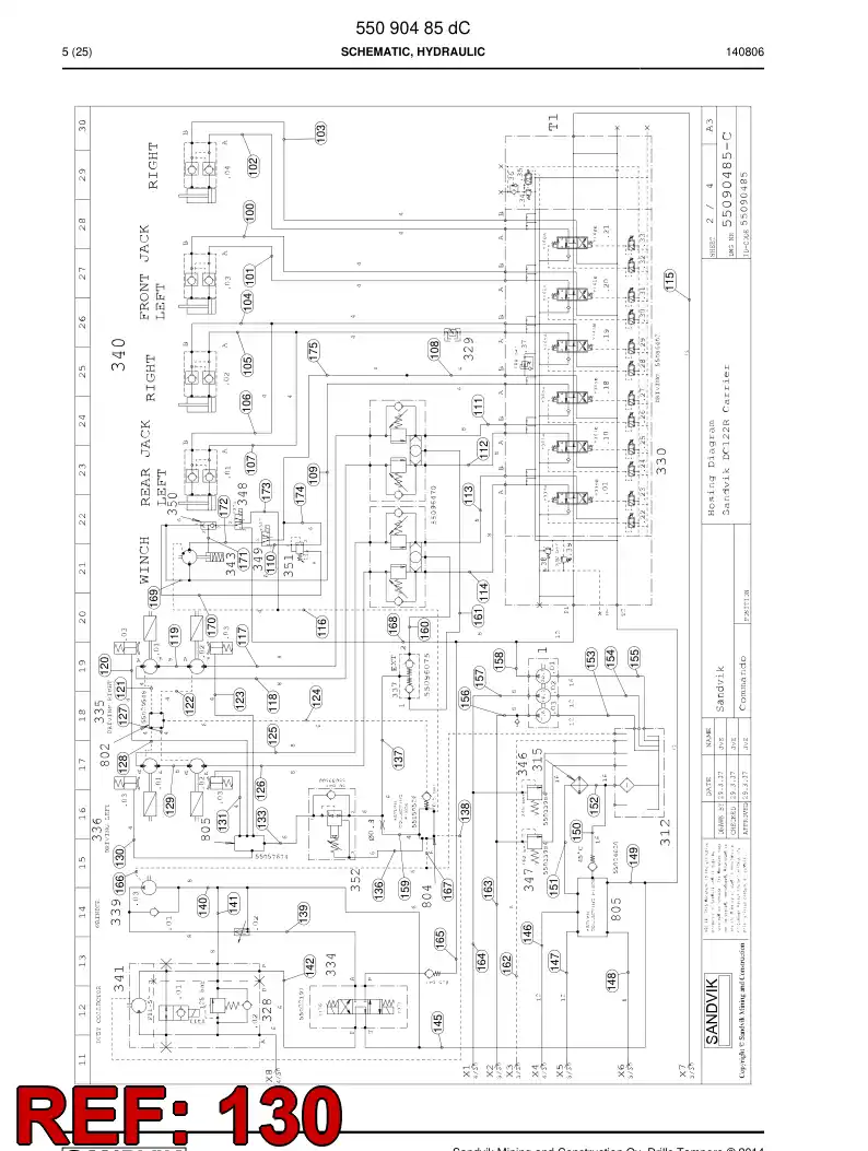59206261 592 062 61 Hose Assembly, Hydraulic - Sandvik Technical Drawing