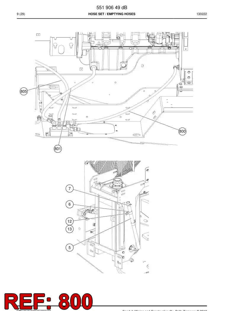 59206275 592 062 75 Hose Assembly, Hydraulic - Sandvik Technical Drawing