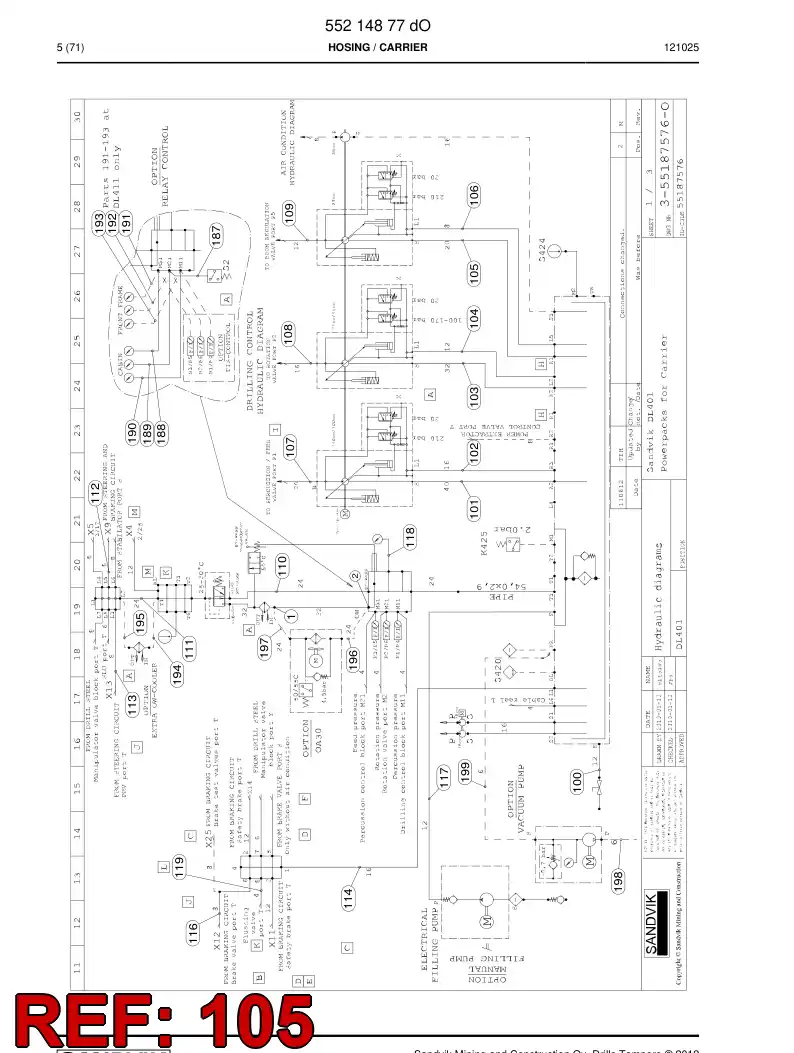 59206277a 592 062 77a Hydraulic hose assembly - Sandvik Technical Drawing