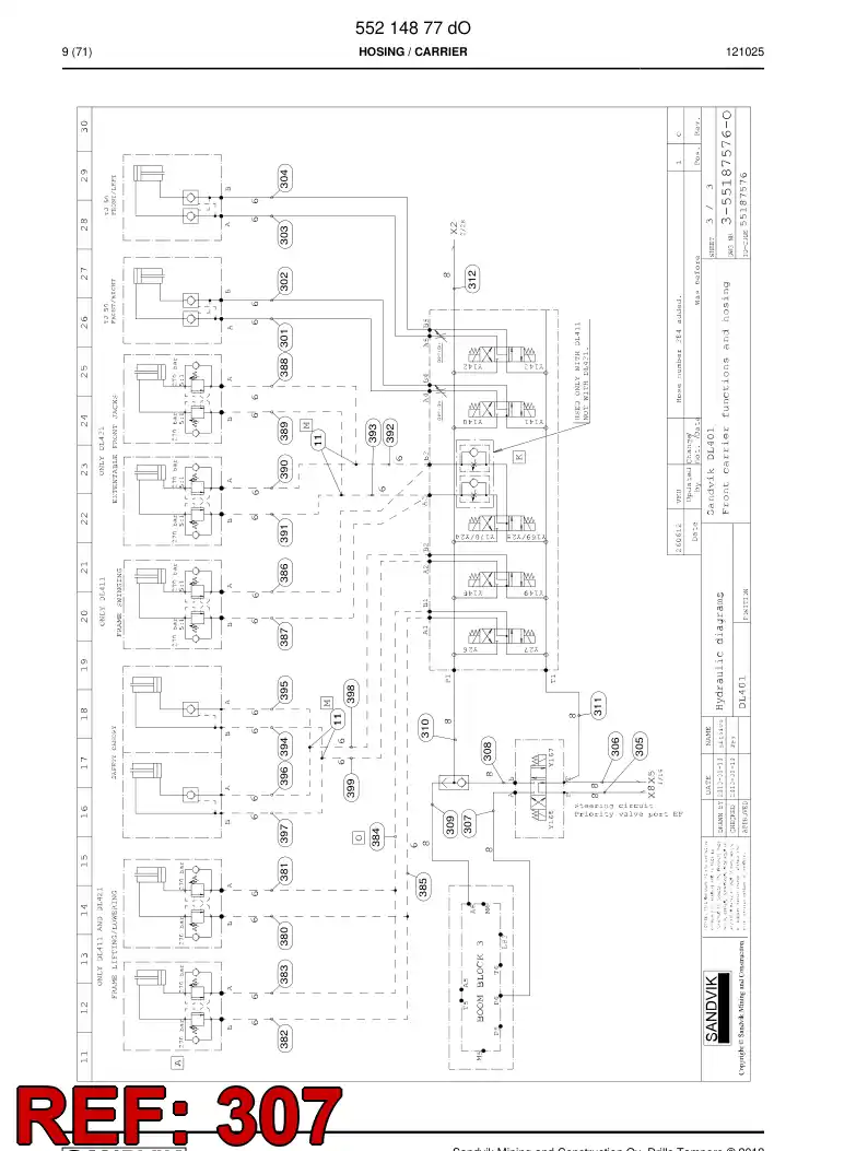 59206279b 592 062 79b Hose Assembly, Hydraulic - Sandvik Technical Drawing