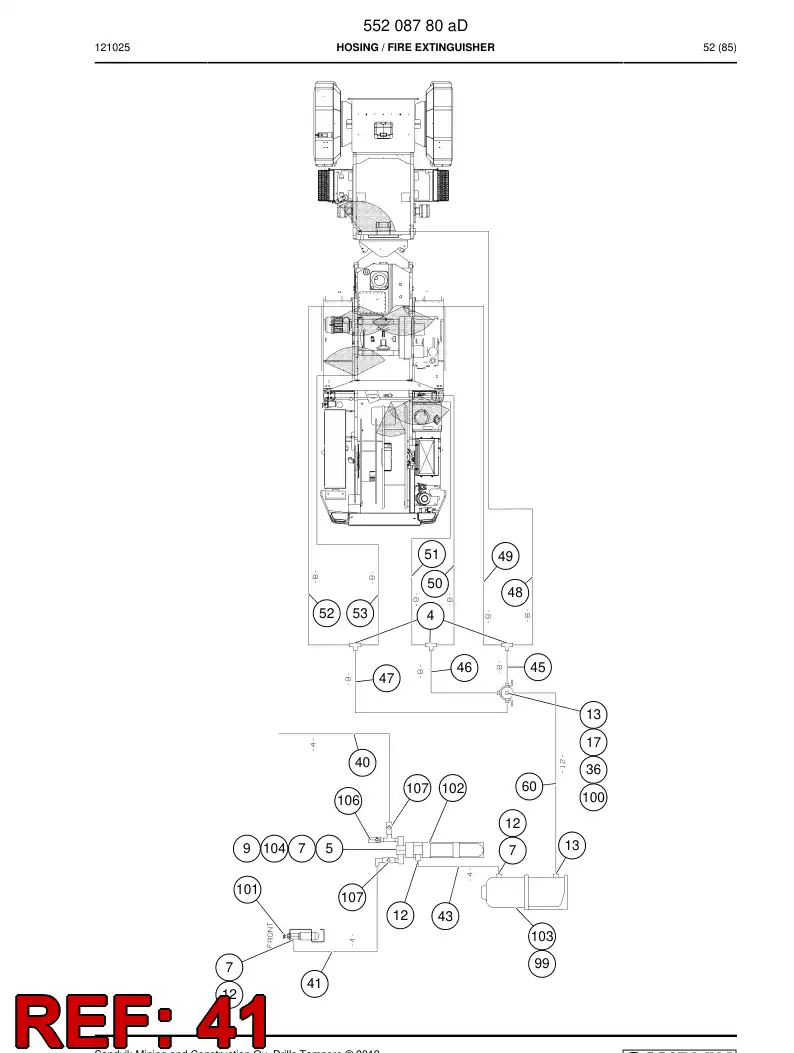 59206293 592 062 93 Hydraulic hose assembly - Sandvik Technical Drawing