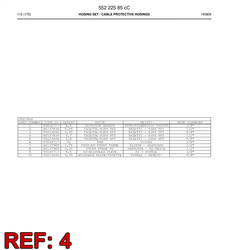 59206311a 592 063 11a CABLE PROTECTION HOSE ASSEMBLY - Sandvik Technical Drawing