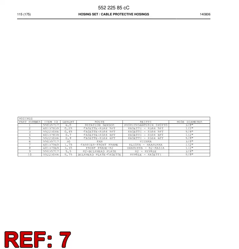 59206315a 592 063 15a CABLE PROTECTION HOSE ASSEMBLY - Sandvik Technical Drawing