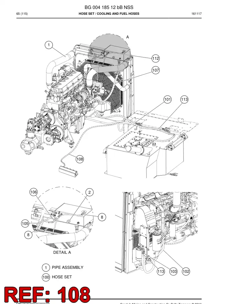 59206339 592 063 39 Hose Assembly, Hydraulic - Sandvik Technical Drawing