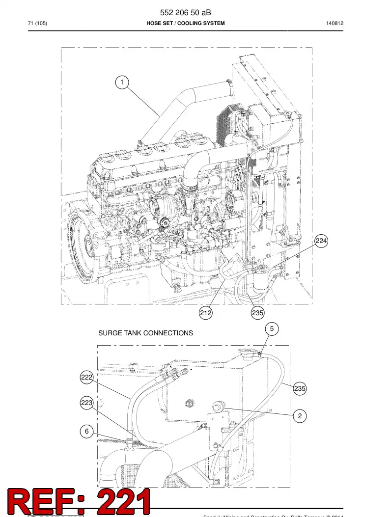 59206343 592 063 43 Hose Assembly, Hydraulic - Sandvik Technical Drawing