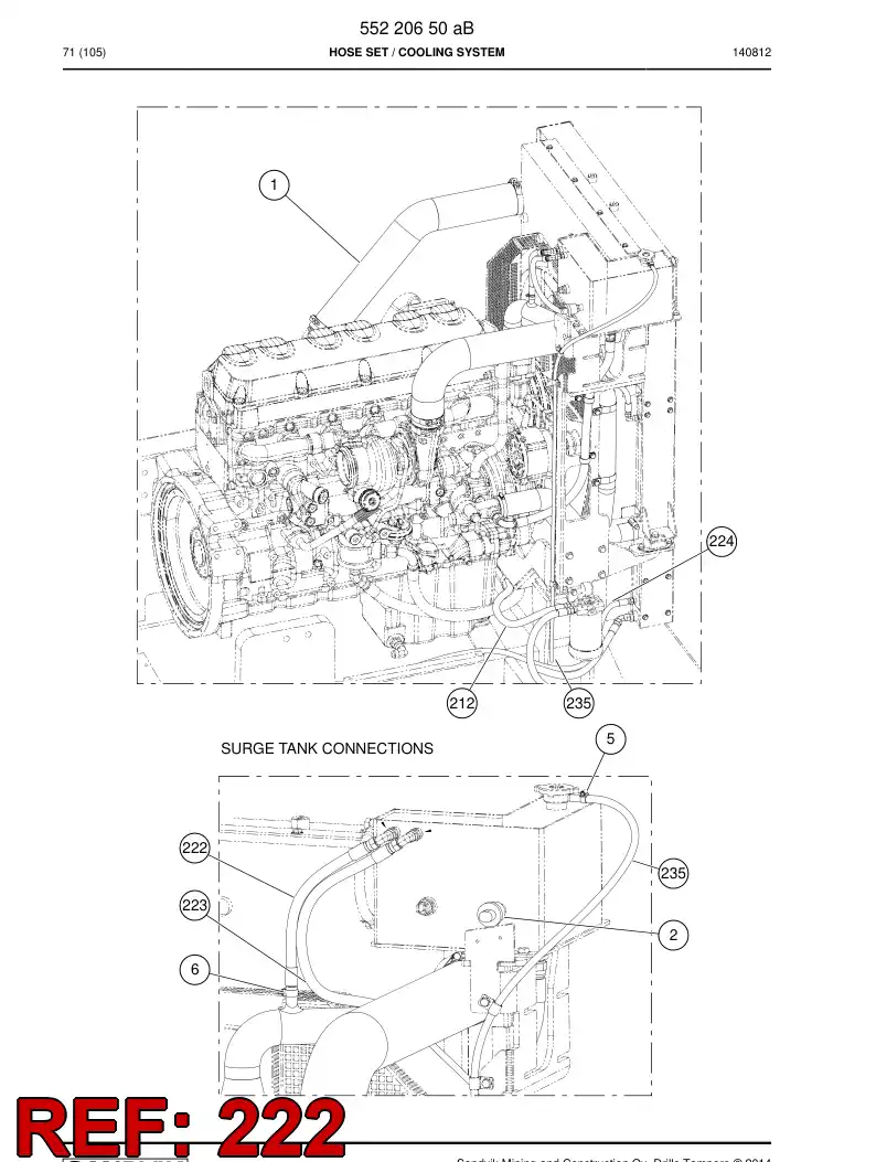 59206345 592 063 45 Hose Assembly, Hydraulic - Sandvik Technical Drawing