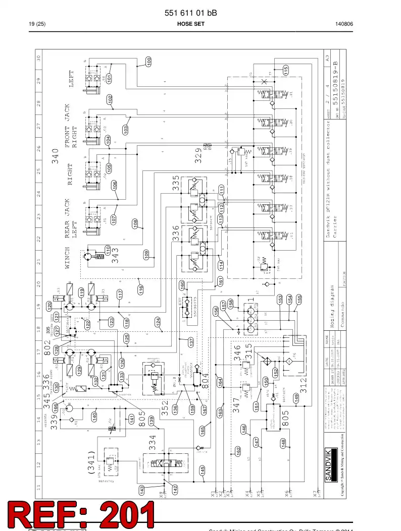 59206429b 592 064 29b Hose Assembly, Hydraulic - Sandvik Technical Drawing