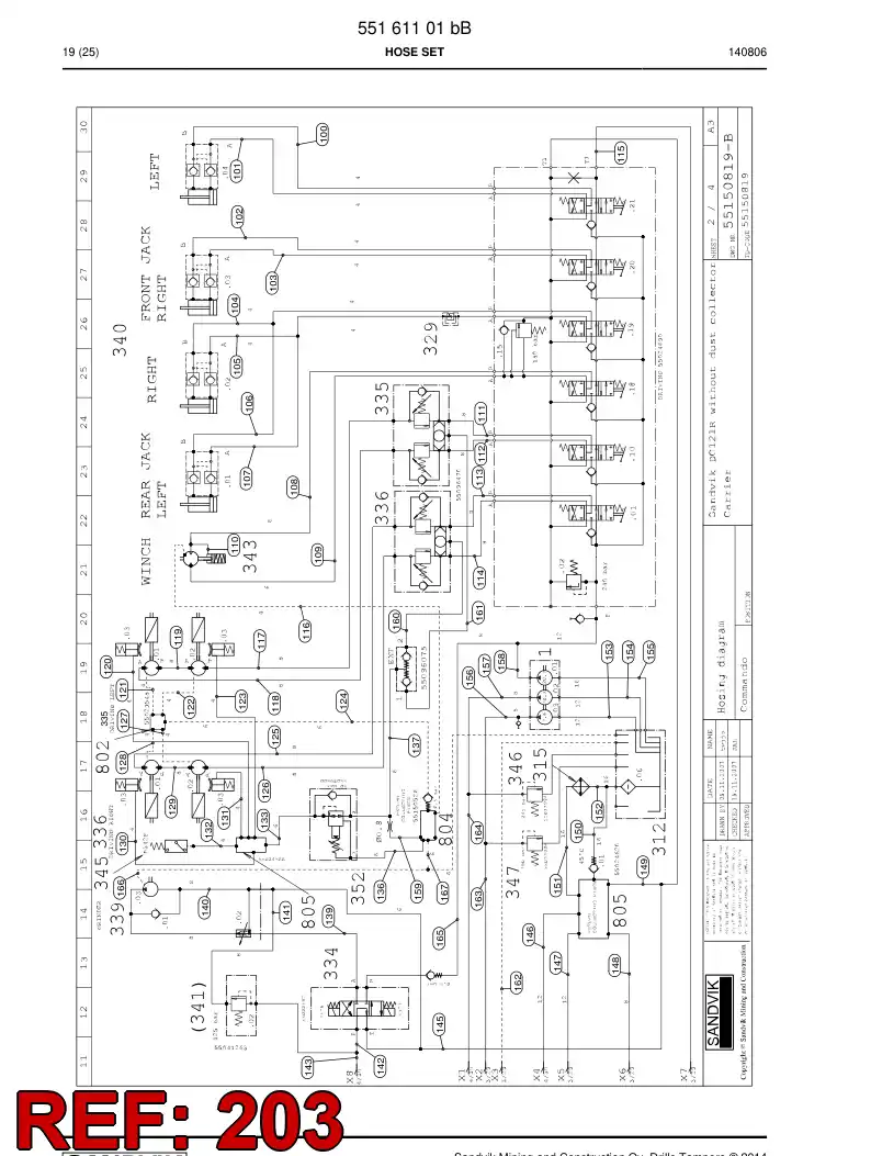 59206431a 592 064 31a Hose Assembly, Hydraulic - Sandvik Technical Drawing