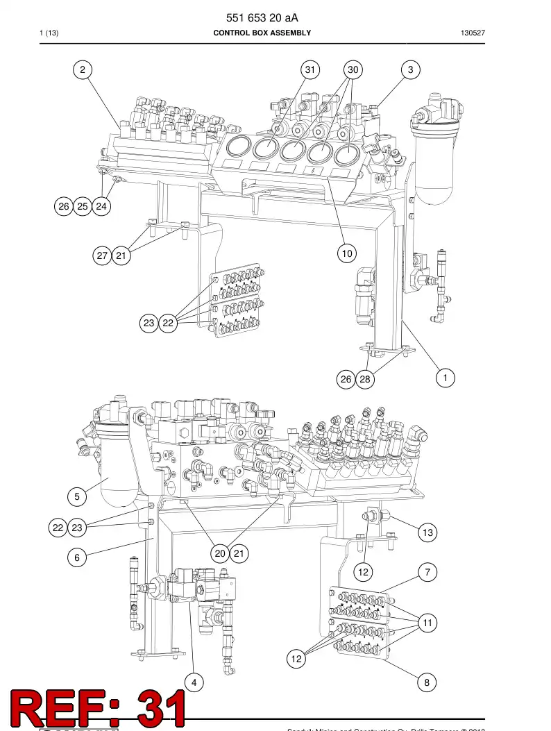 59206433 592 064 33 Hose Assembly, Hydraulic - Sandvik Technical Drawing