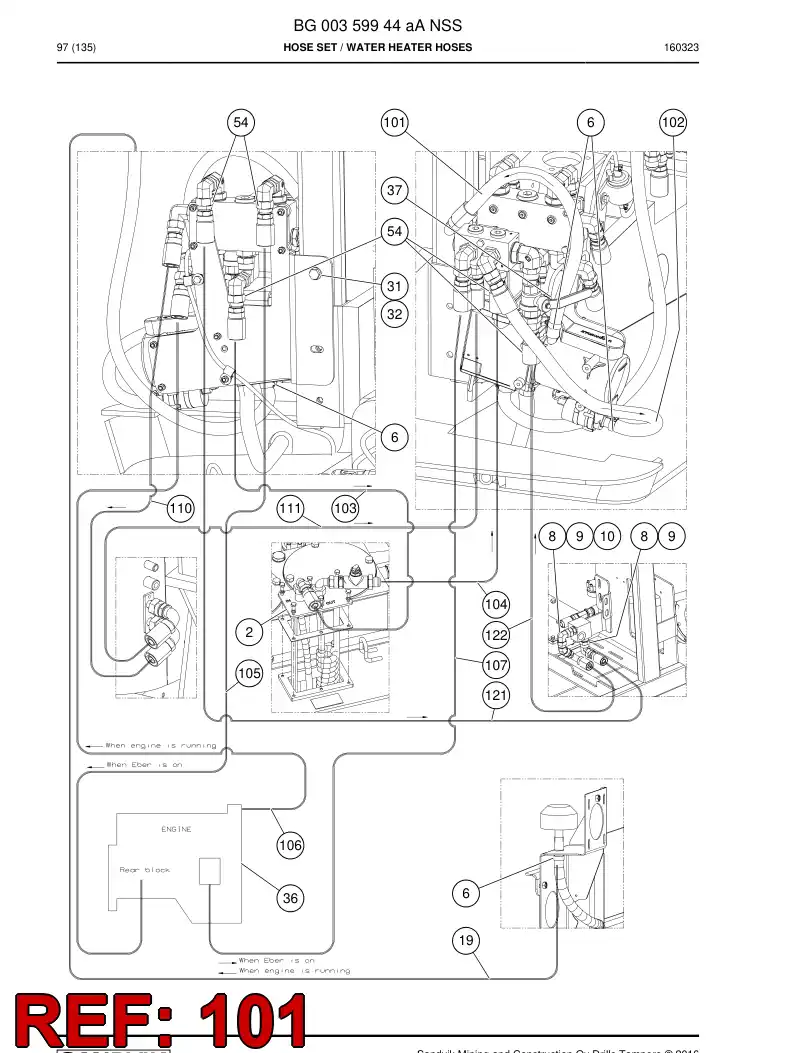 59206441a 592 064 41a Hose, Water - Sandvik Technical Drawing