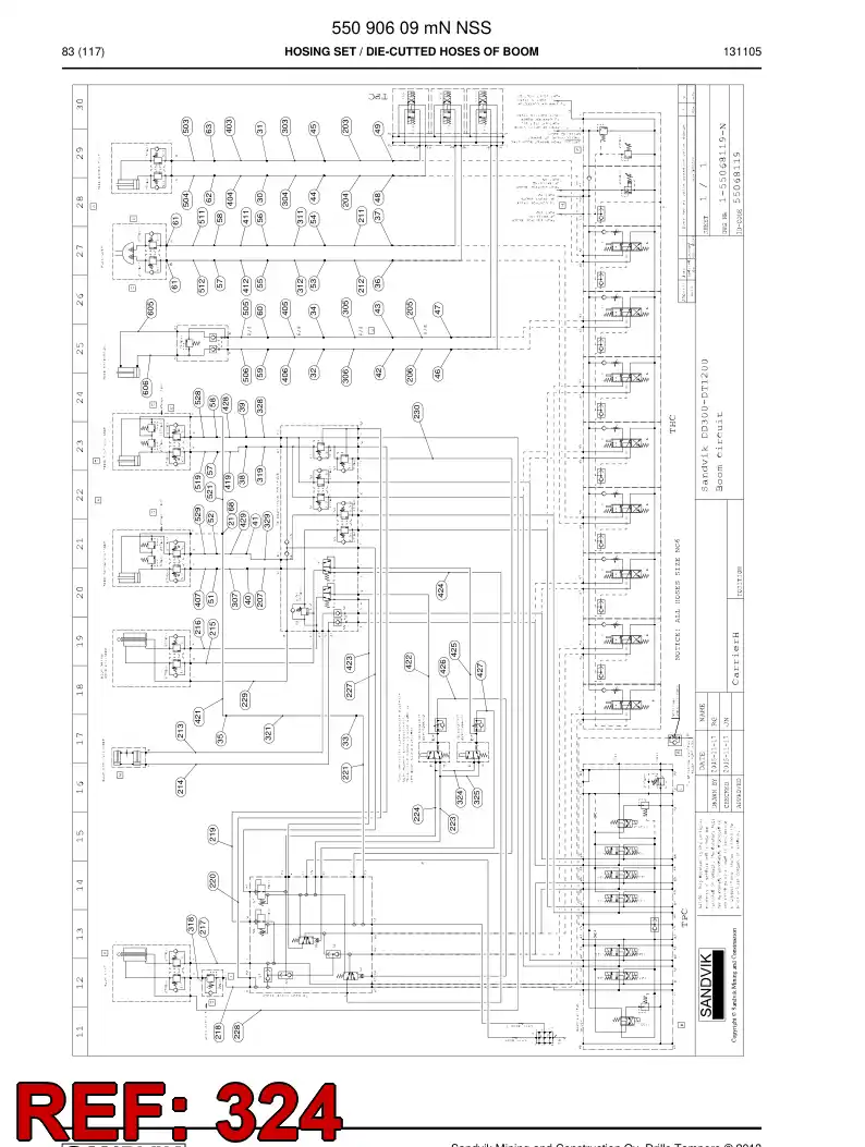 59206491a 592 064 91a HOSE 324 TB 60 - Sandvik Technical Drawing