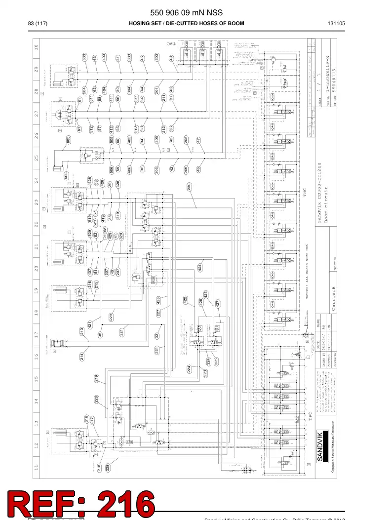 59206493a 592 064 93a Hose Assembly - Sandvik Technical Drawing