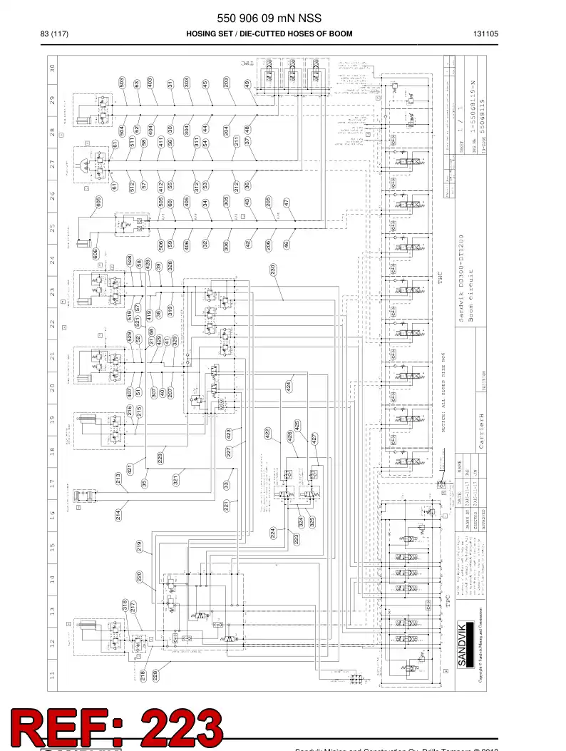 59206497a 592 064 97a HOSE 223 TB 60 - Sandvik Technical Drawing