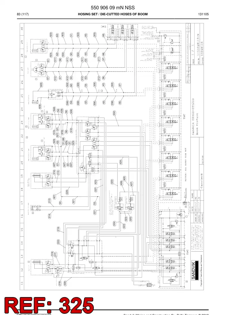 59206505a 592 065 05a HOSE 325 TB 60 - Sandvik Technical Drawing
