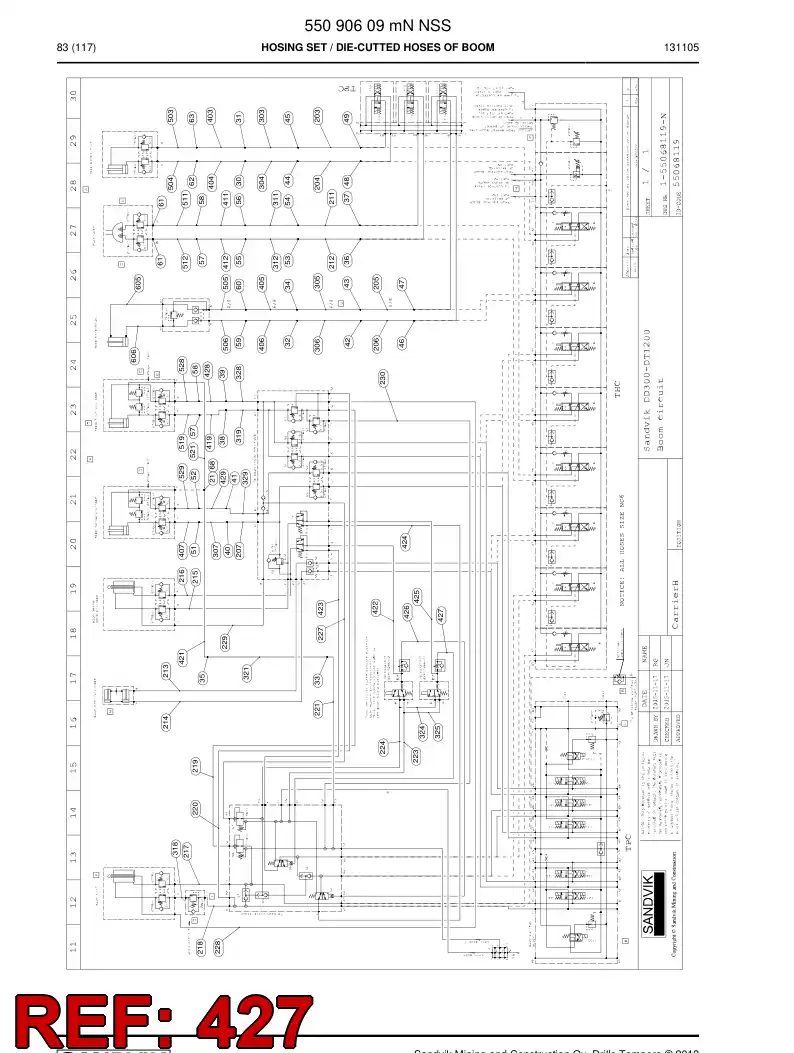 59206507 592 065 07 HOSE 427 TB 60 - Sandvik Technical Drawing