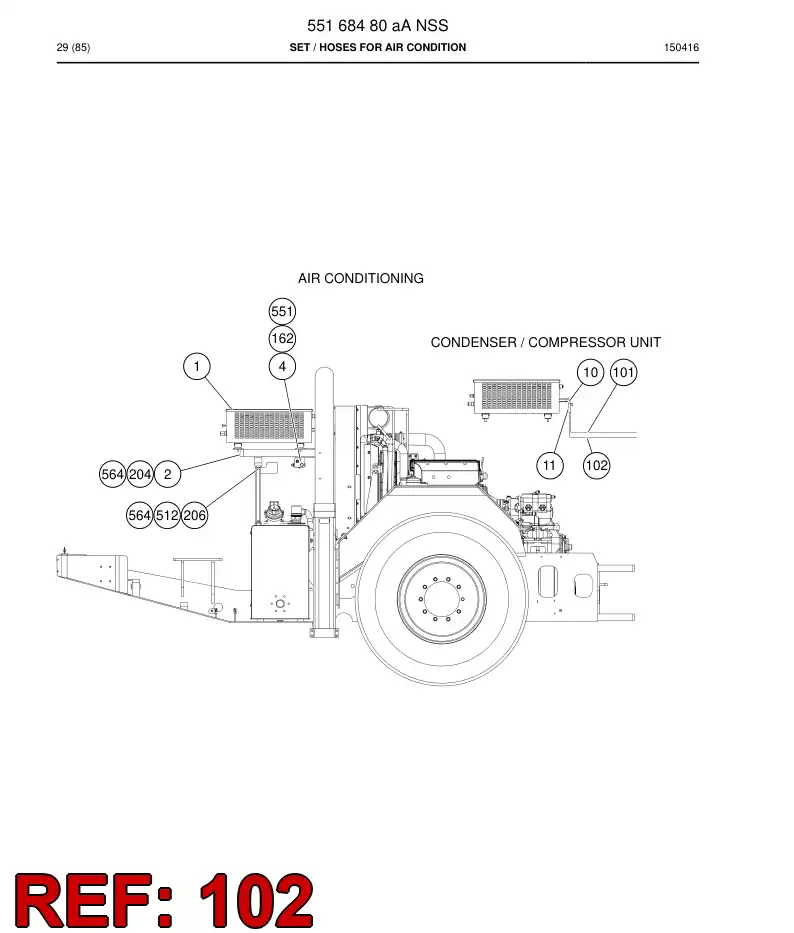 59206527 592 065 27 Hose Assembly, Refrigeration - Sandvik Technical Drawing