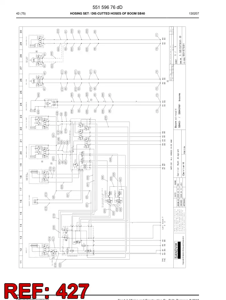 59206559a 592 065 59a Hose Assembly - Sandvik Technical Drawing