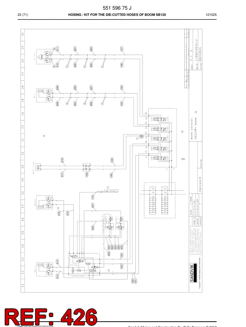 59206715a 592 067 15a HOSE ASSEMBLY - Sandvik Technical Drawing