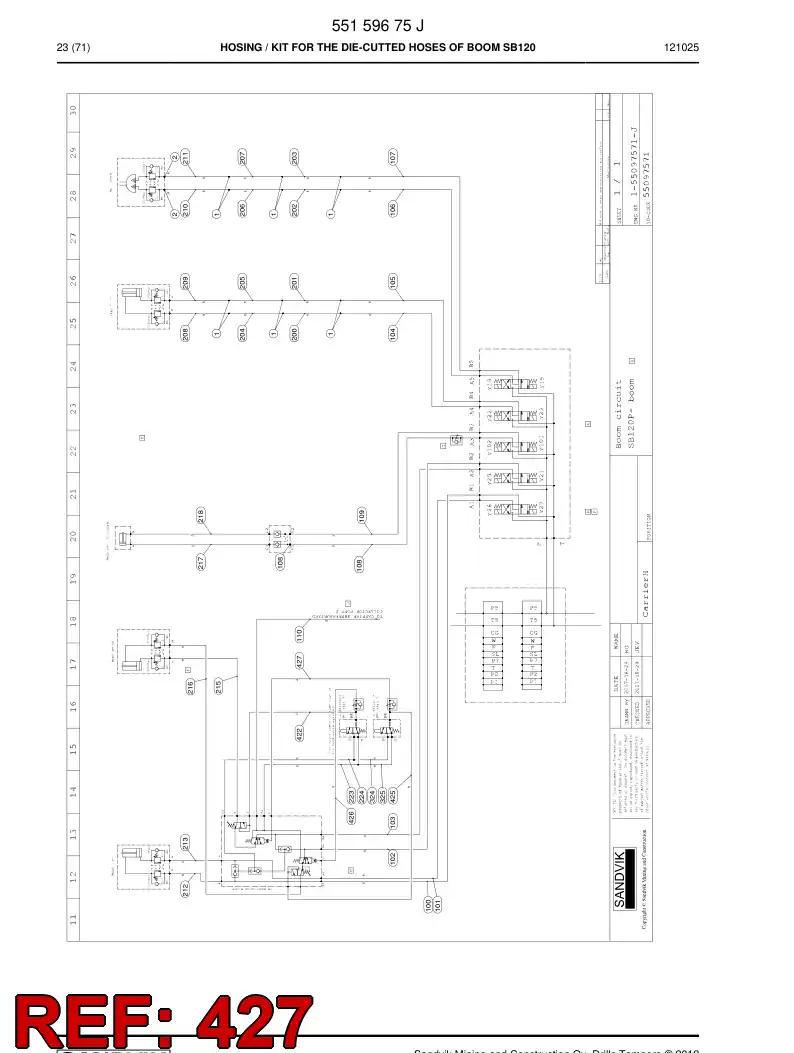 59206723a 592 067 23a HOSE ASSEMBLY - Sandvik Technical Drawing