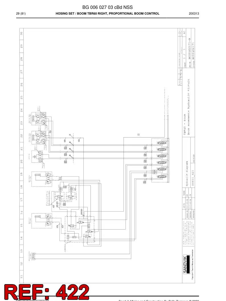 59206771 592 067 71 HOSE 422 TB 40 - Sandvik Technical Drawing