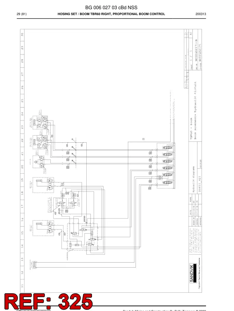 59206777a 592 067 77a HOSE 325 TB 40 - Sandvik Technical Drawing