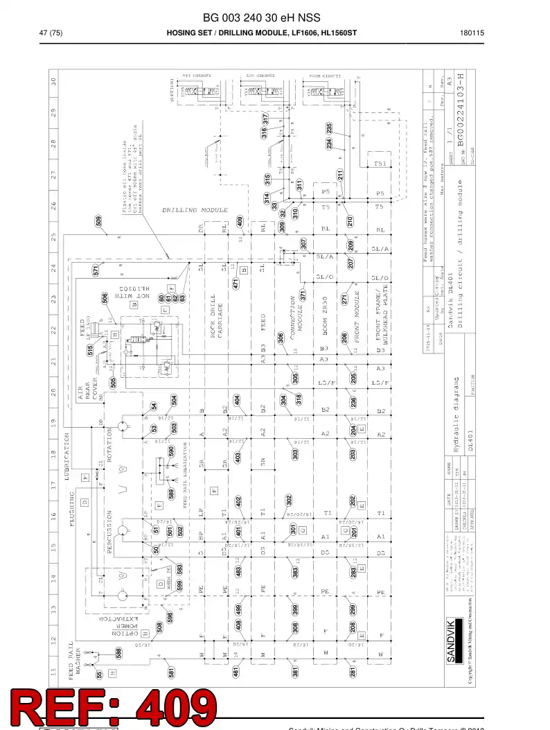 59206805 592 068 05 Hose Assembly, Hydraulic - Sandvik Technical Drawing