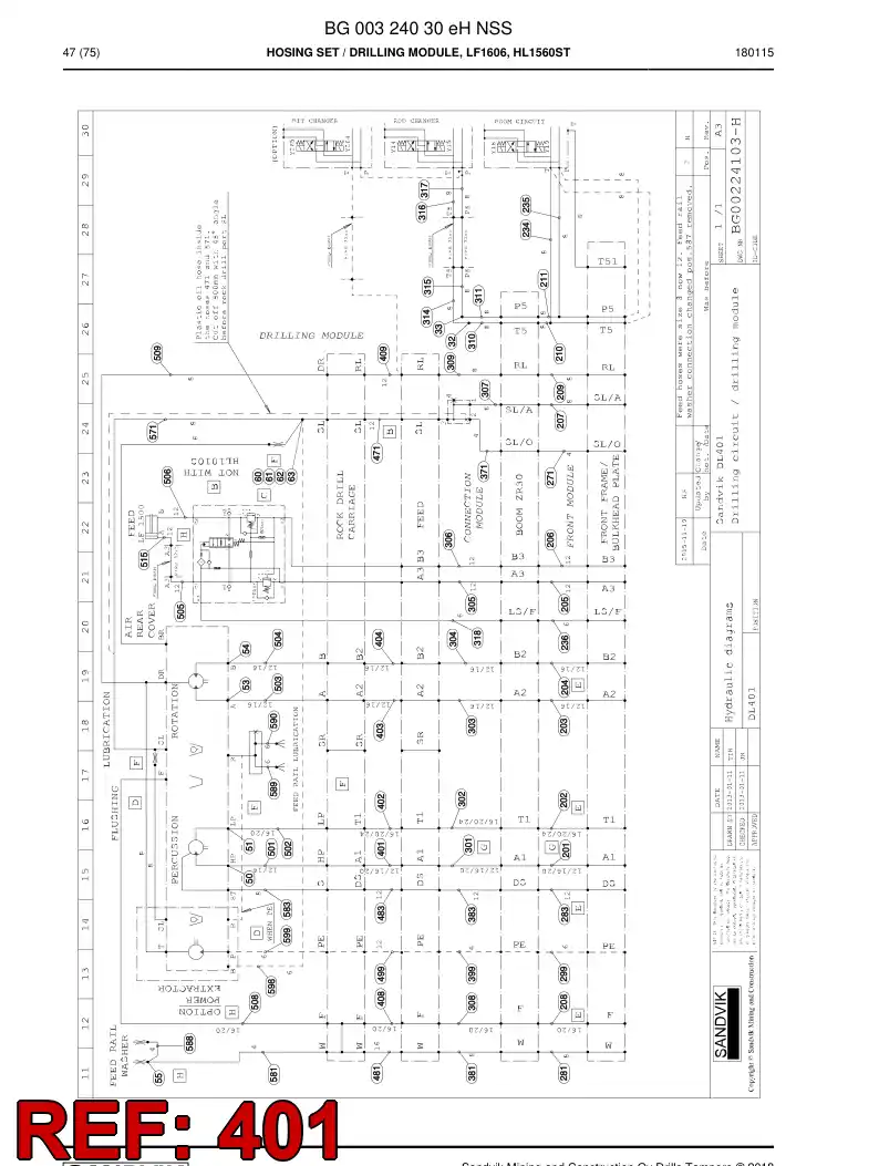 59206813 592 068 13 Hose Assembly, Hydraulic - Sandvik Technical Drawing