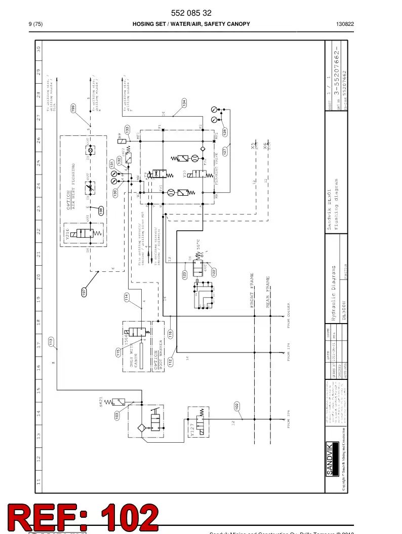 59206957c 592 069 57c Hydraulic hose assembly - Sandvik Technical Drawing