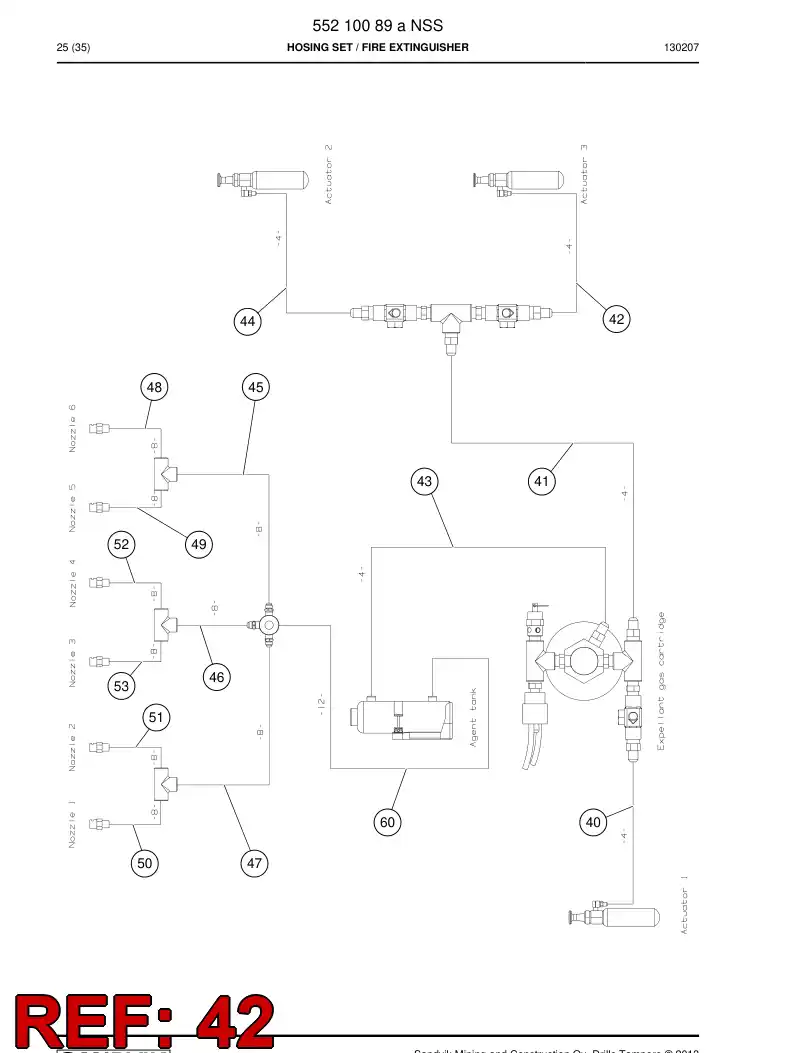 59206993 592 069 93 Hose Assembly, Hydraulic - Sandvik Technical Drawing