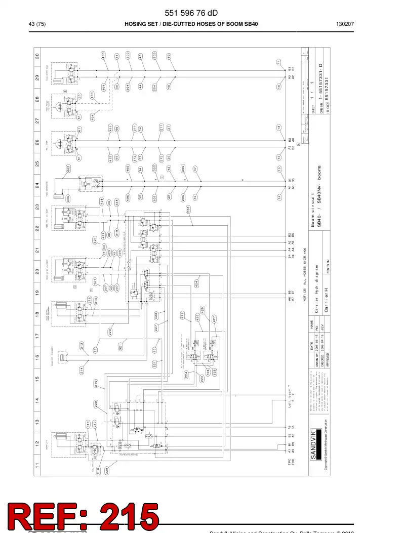 59207073 592 070 73 Hose Assembly - Sandvik Technical Drawing