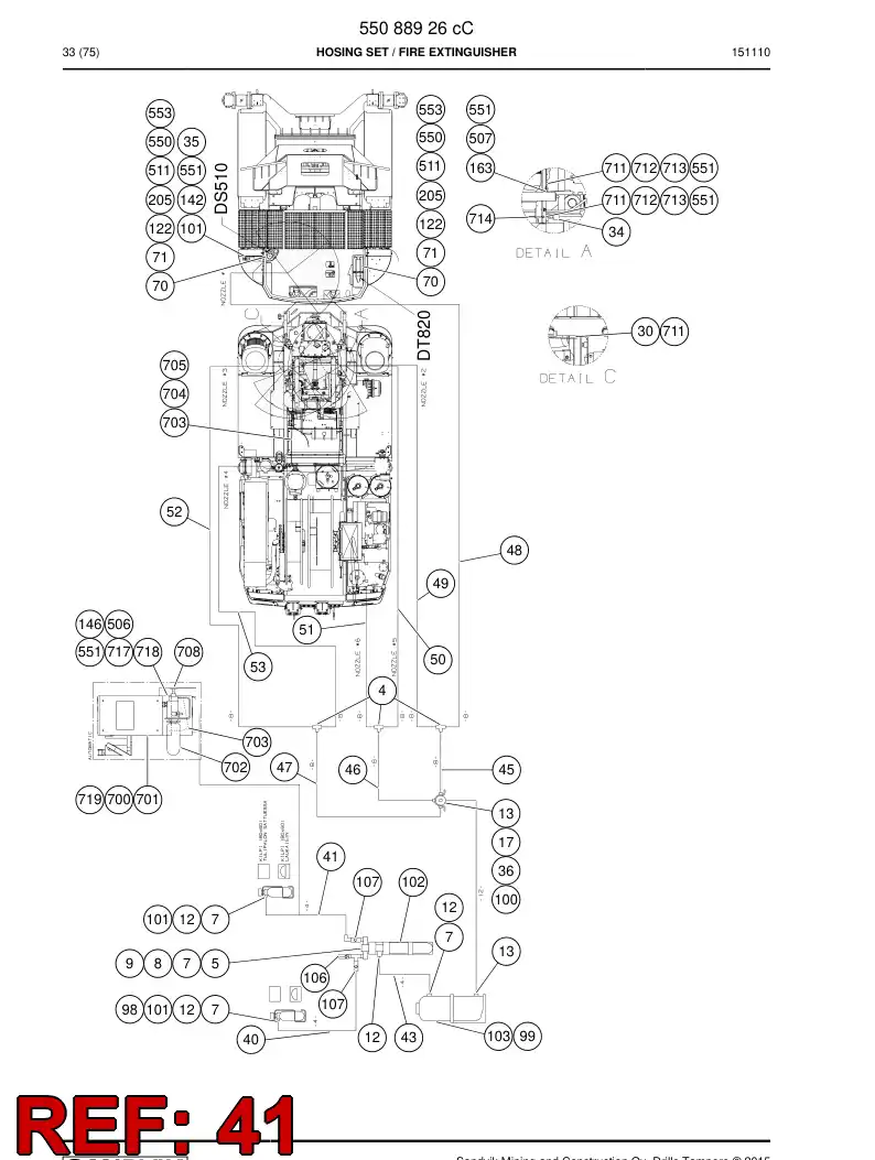59207147 592 071 47 Hose Assembly, Hydraulic - Sandvik Technical Drawing