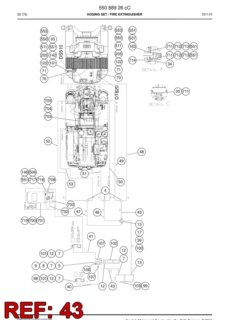 59207149 592 071 49 Hose Assembly, Hydraulic - Sandvik Technical Drawing