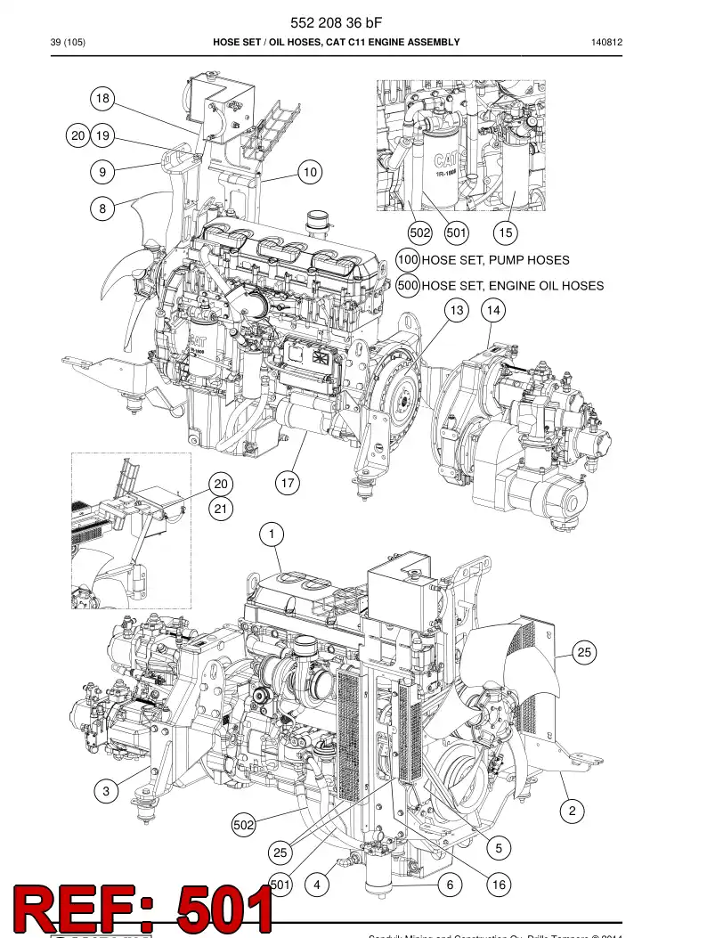 59207201a 592 072 01a Hose Assembly, Hydraulic - Sandvik Technical Drawing