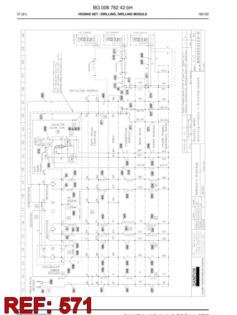 59207299 592 072 99 Hose Assembly, Hydraulic - Sandvik Technical Drawing
