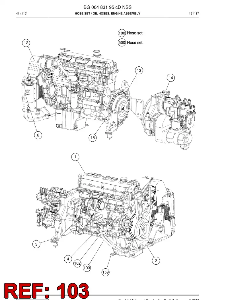 59207389a 592 073 89a Hose Assembly, Hydraulic - Sandvik Technical Drawing