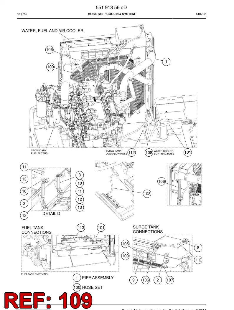 59207391 592 073 91 Hose Assembly, Hydraulic - Sandvik Technical Drawing