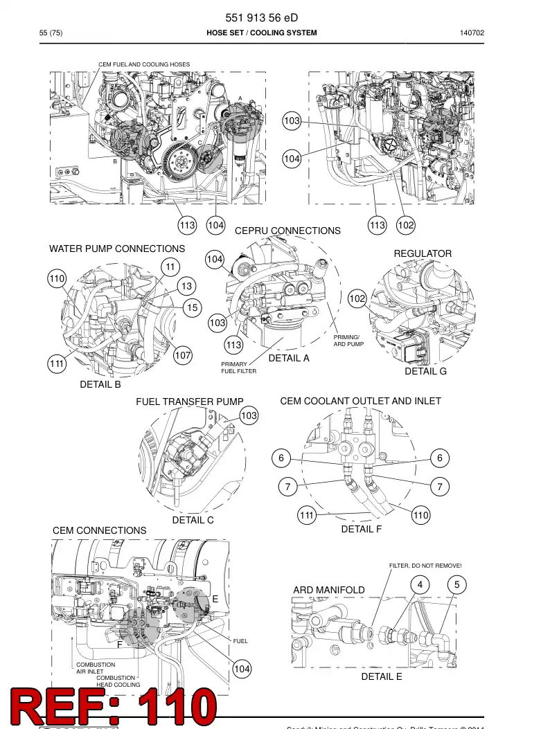 59207393 592 073 93 Hose Assembly, Hydraulic - Sandvik Technical Drawing