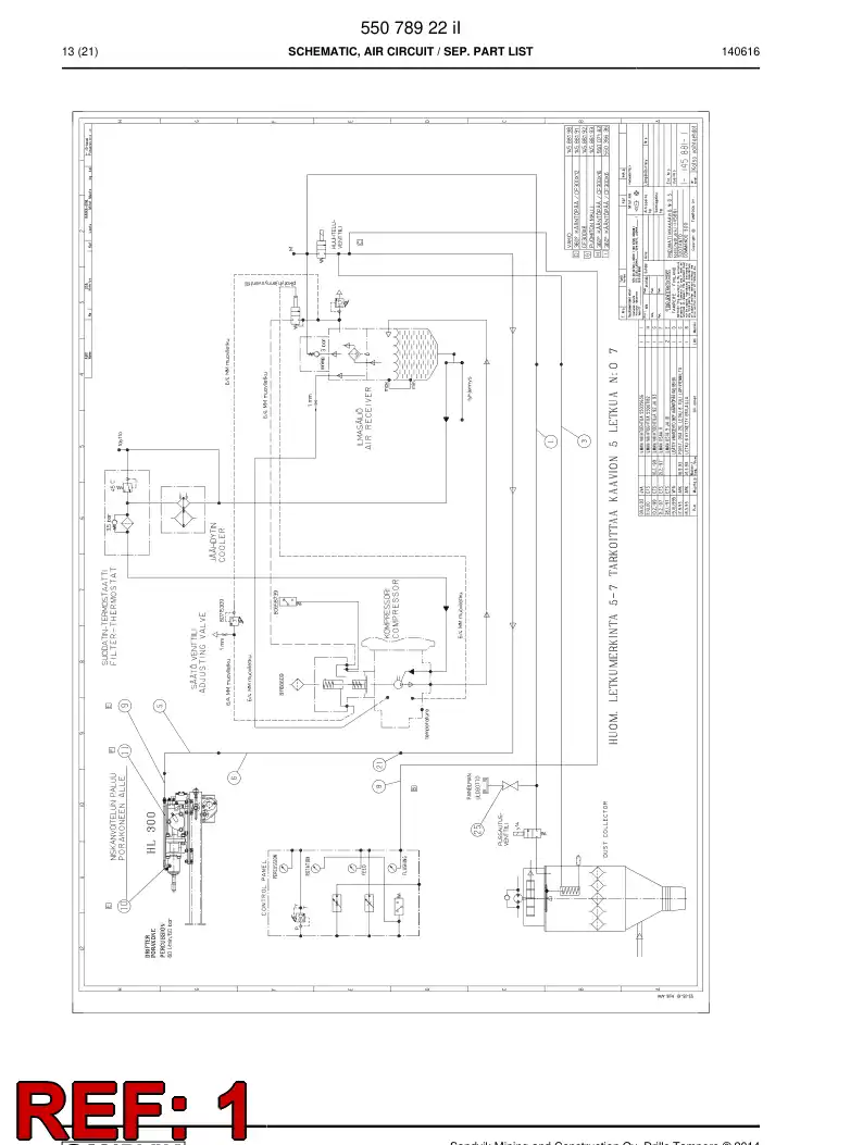 59207461 592 074 61 HYDR.HOSE ASSEMBLY - Sandvik Technical Drawing