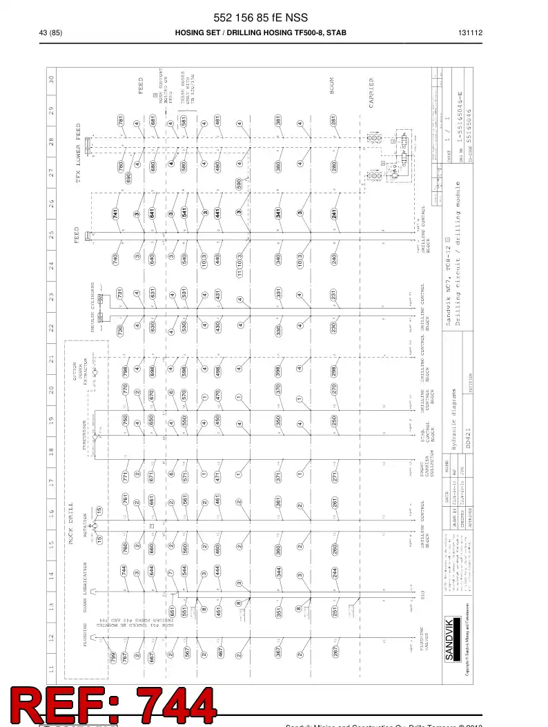59207655 592 076 55 Hose Assembly, Hydraulic - Sandvik Technical Drawing