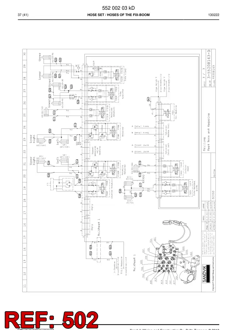 59207799c 592 077 99c Hose Assembly, Hydraulic - Sandvik Technical Drawing