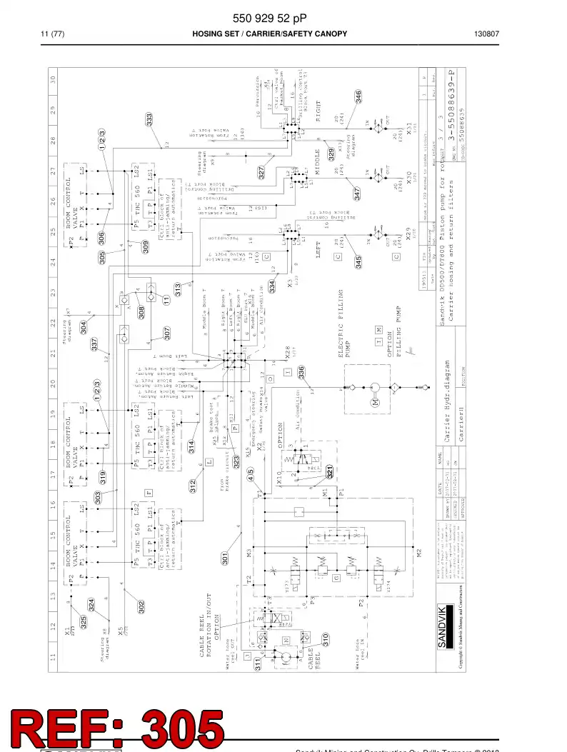 59207833b 592 078 33b Hose Assembly, Hydraulic - Sandvik Technical Drawing