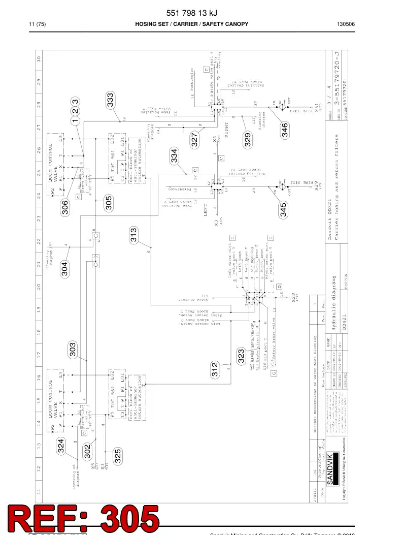 59207837b 592 078 37b Hose Assembly, Hydraulic - Sandvik Technical Drawing