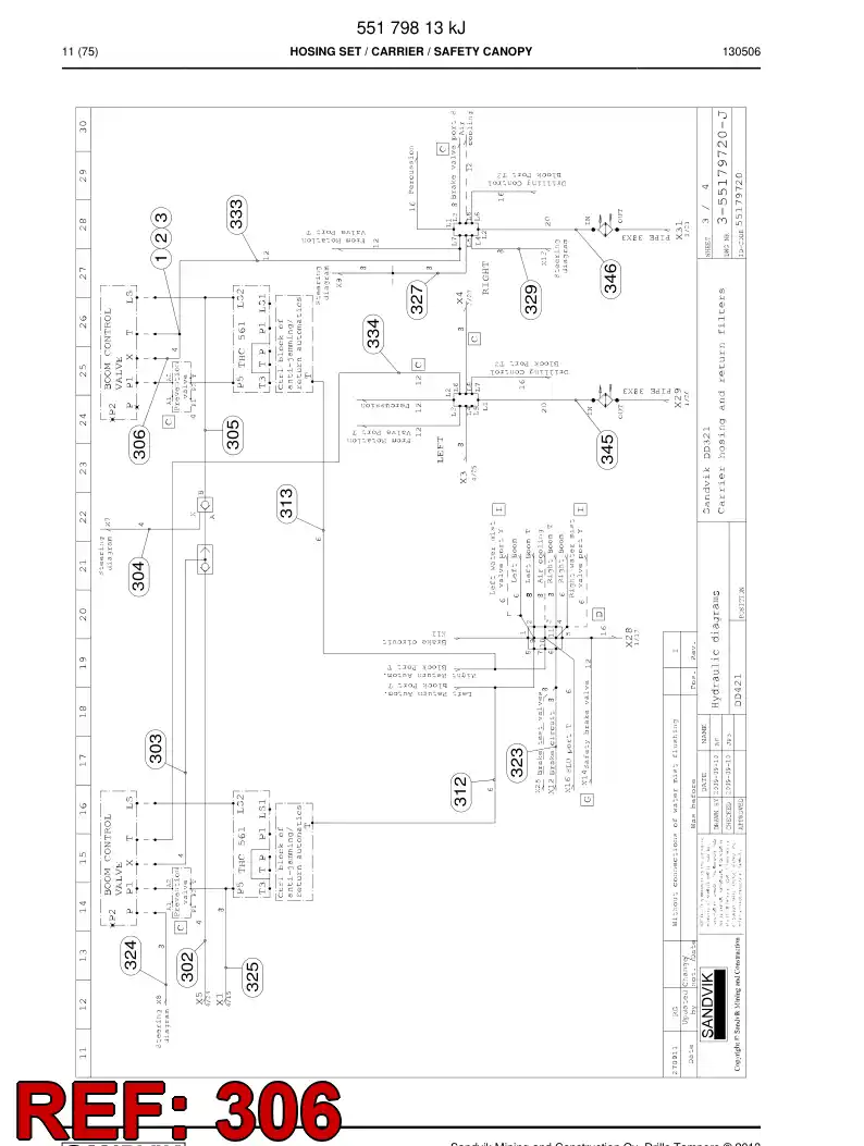 59207847b 592 078 47b Hose Assembly, Hydraulic - Sandvik Technical Drawing