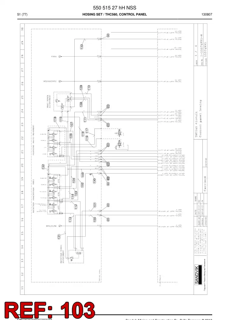 59207855b 592 078 55b Hose Assembly, Hydraulic - Sandvik Technical Drawing