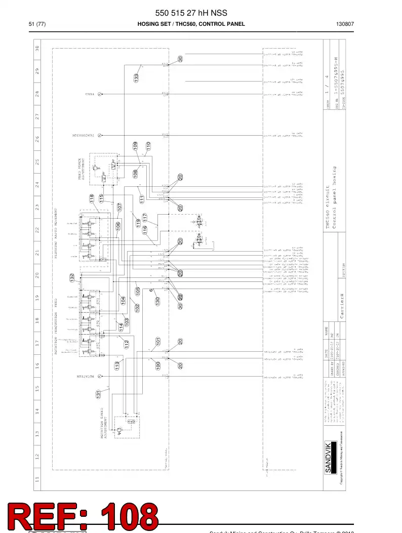 59207861b 592 078 61b Hose Assembly, Hydraulic - Sandvik Technical Drawing