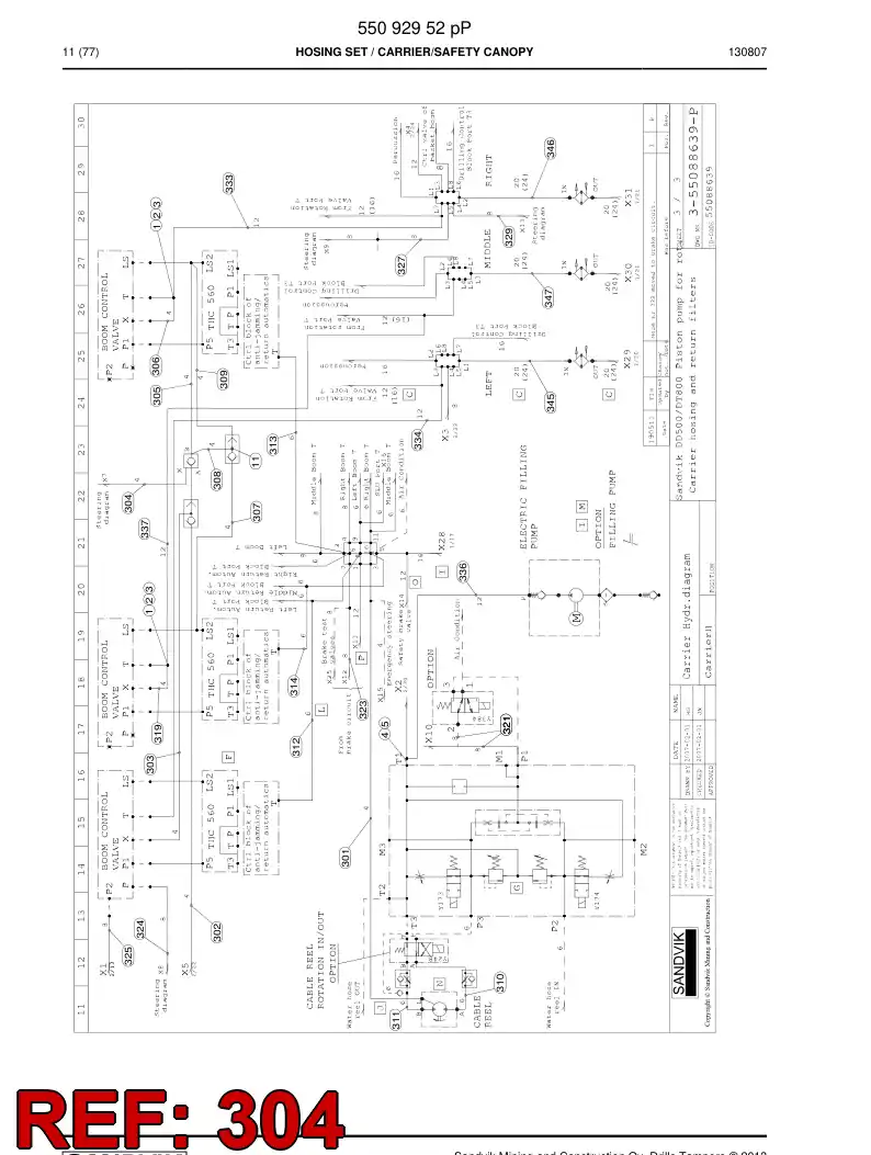 59207873b 592 078 73b Hose Assembly, Hydraulic - Sandvik Technical Drawing